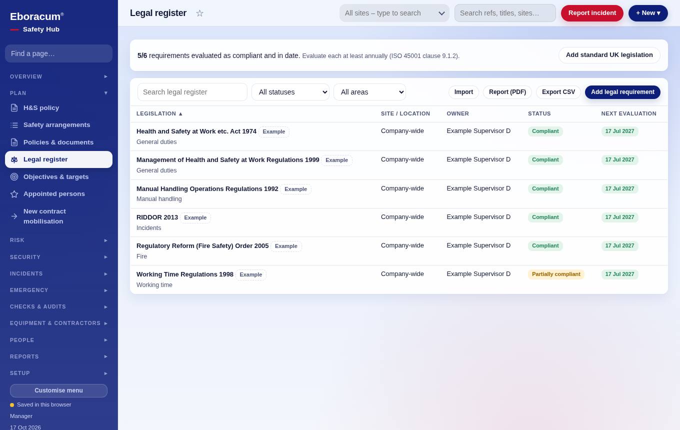 Policy & legal – Legal register