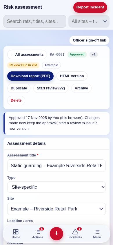 Risk assessments on the go
