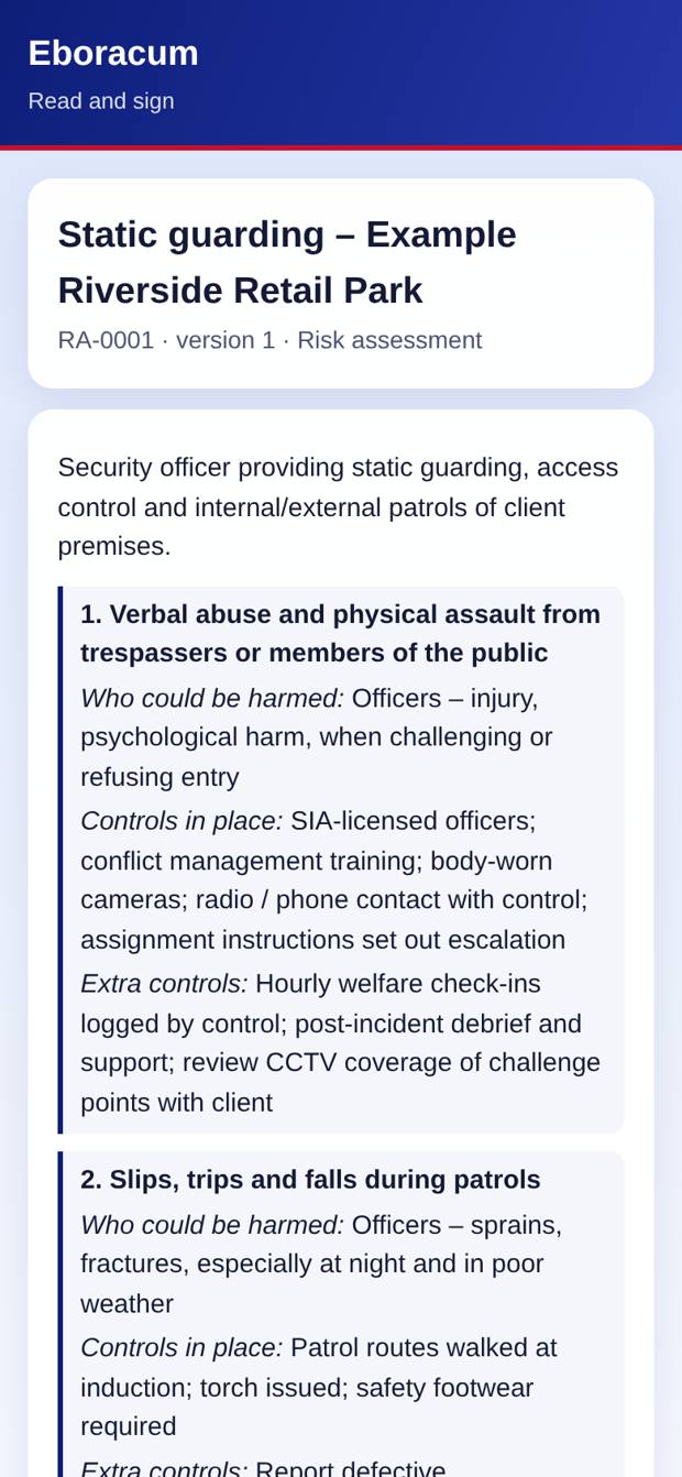 The officer opens the link and reads the assessment