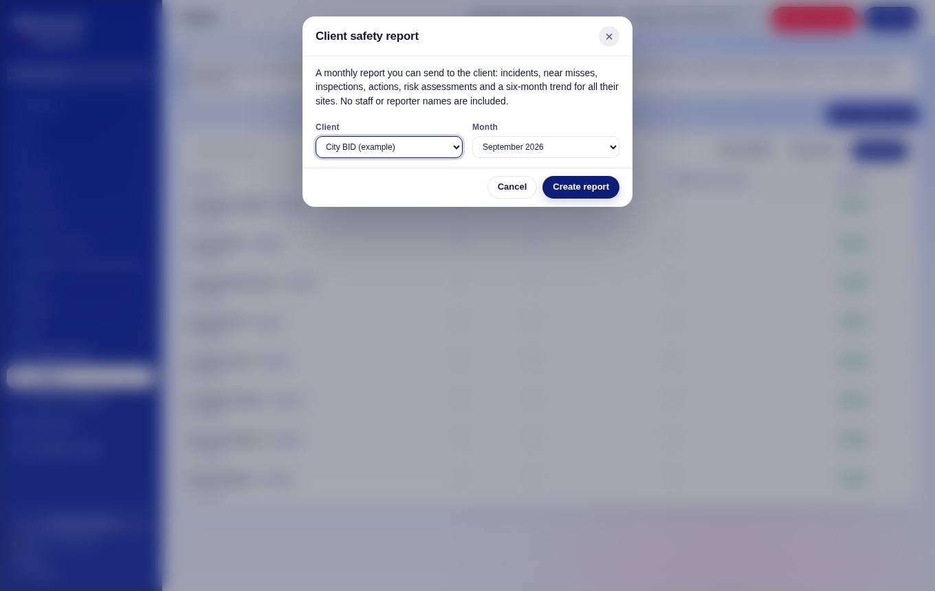 Reports & evidence – Client report